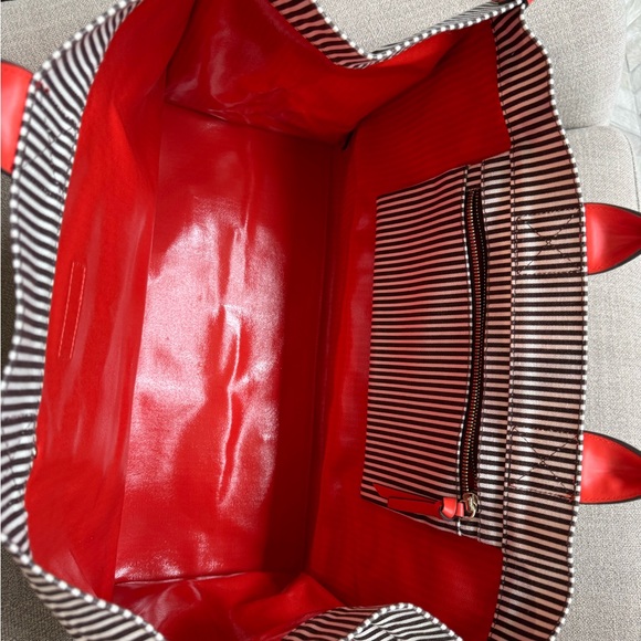 Henri Bendel Black and Orange Striped Tote XL size - Picture 6 of 11